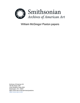 William Mcgregor Paxton Papers
