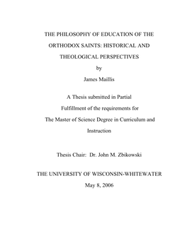 The Philosophy of Education of the Orthodox Saints