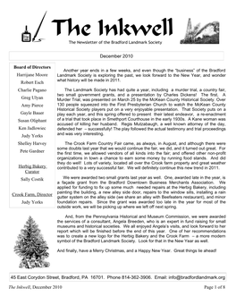 Read the December 2010 Newsletter