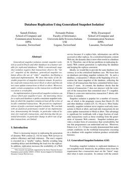 Database Replication Using Generalized Snapshot Isolation∗