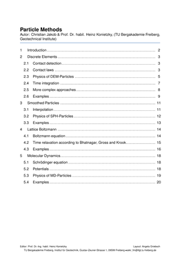 Particle Methods Autor: Christian Jakob & Prof
