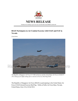 RSAF Participates in Air Combat Exercise with USAF and FAF in Nevada