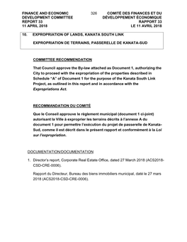 Expropriation of Lands, Kanata South Link