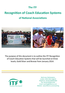 Recognition of Coach Education Systems of National Associations