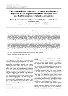 Flow and Sediment Regimes at Tributary Junctions on a Regulated River: Impact on Sediment Residence Time and Benthic Macroinvertebrate Communities