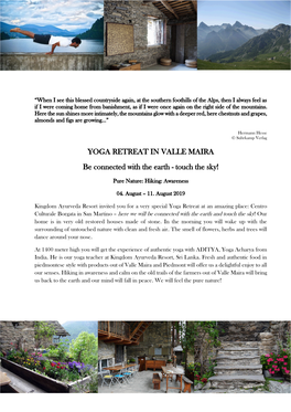 Yoga Retreat Valle Maira 2019