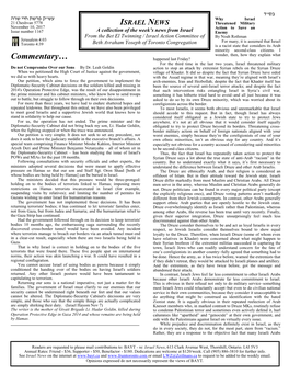 Commentary… Happened Last Friday? for the Third Time in the Last Two Years, Israel Threatened Military Do Not Compromise Over Our Sons by Dr