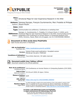 Emotional Maps for User Experience Research in the Wild Auteurs