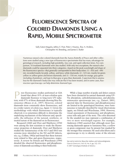 Fluorescence Spectra of Colored Diamonds Using a Rapid, Mobile Spectrometer