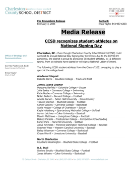 CCSD Recognizes Student-Athletes on National Signing Day