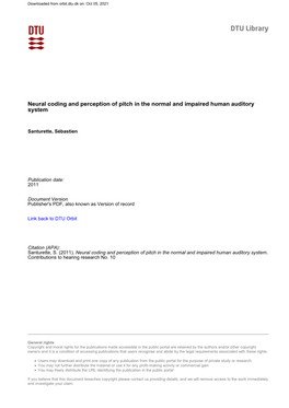 Neural Coding and Perception of Pitch in the Normal and Impaired Human Auditory System