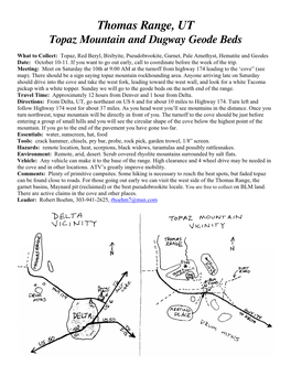 Thomas Range, UT Topaz Mountain and Dugway Geode Beds