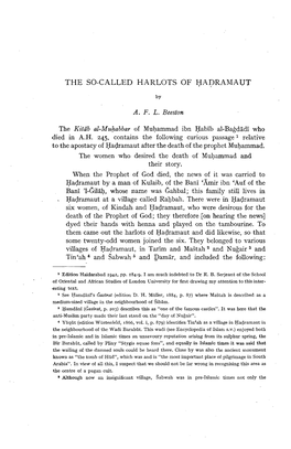 THE SO-CALLED HARLOTS of HADRAMAUT by A. F. L. Beeston