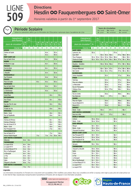 Saint-Omer 509 Horaires Valables À Partir Du 1Er Septembre 2017