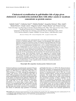 Cholesterol Crystallization in Gall-Bladder Bile of Pigs Given Cholesterol–B-Cyclodextrin-Enriched Diets with Either Casein Or Soyabean Concentrate As Protein Sources