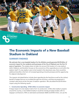 The Economic Impacts of a New Baseball Stadium in Oakland