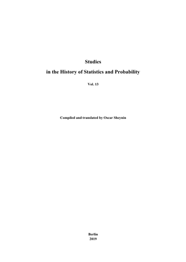 103. Studies in the History of Statistics and Probability, Vol. 13