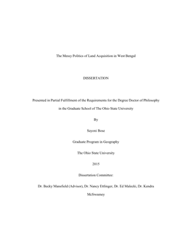 The Messy Politics of Land Acquisition in West Bengal DISSERTATION