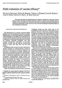 Field Evaluation of Vaccine Efficacy*