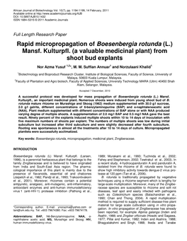 Mansf. Kulturpfl. (A Valuable Medicinal Plant) from Shoot Bud Explants