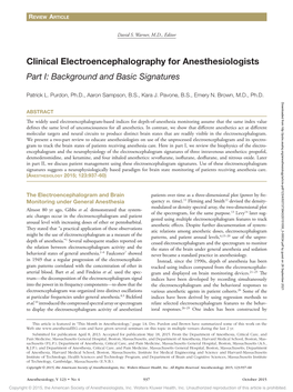 Clinical Electroencephalography for Anesthesiologists Part I: Background and Basic Signatures