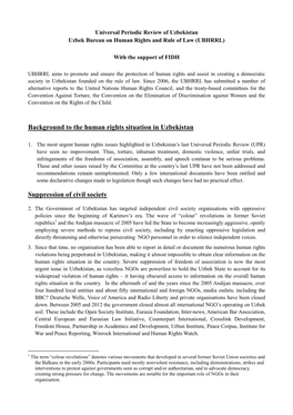 Background to the Human Rights Situation in Uzbekistan Suppression