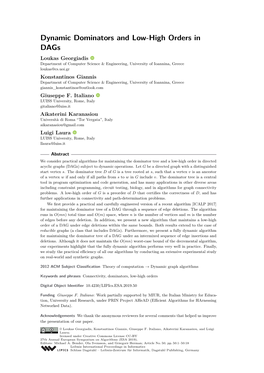 Dynamic Dominators and Low-High Orders in Dags