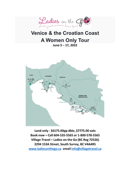 Venice & the Croatian Coast a Women Only Tour