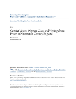 Women, Class, and Writing About Prison in Nineteenth-Century England Anne Schwan A.Schwan@Napier.Ac.Uk