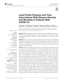 Lipid Profile Features and Their Associations with Disease Severity