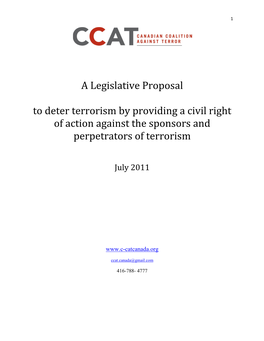 A Legislative Proposal to Deter Terrorism by Providing a Civil Right of Action Against the Sponsors and Perpetrators of Terrorism