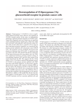 Downregulation of 15-Lipoxygenase 2 by Glucocorticoid Receptor in Prostate Cancer Cells