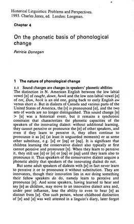 1993. on the Phonetic Basis of Phonological Change