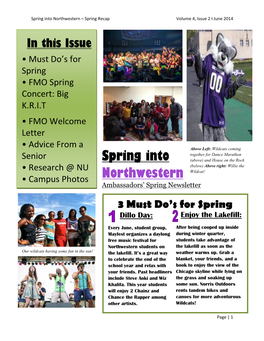 Spring Into Northwestern – Spring Recap Volume 4, Issue 2 I June 2014
