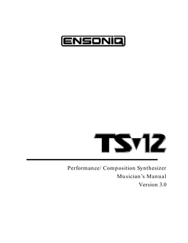 Performance/Composition Synthesizer Musician's Manual Version