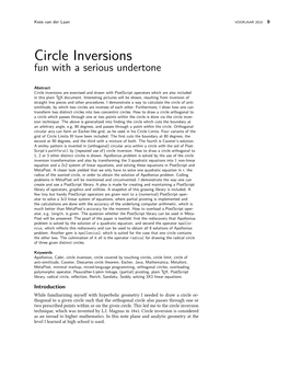 Circle Inversions Fun with a Serious Undertone