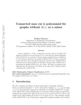 Connected Max Cut Is Polynomial for Graphs Without K5\E As a Minor