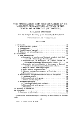 The Segregation and Recombination of Homologous Chromosomes As