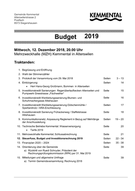 Gemeindeversammlung Der Politischen Gemeinde Kemmental Dienstag, 29