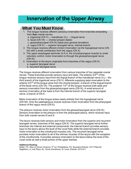 Upper Airway Innervation