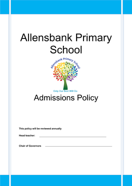 School Admissions Policy 2016/2017