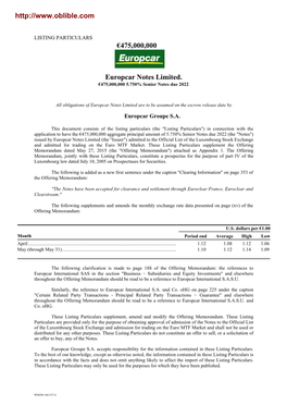 Europcar Notes Limited