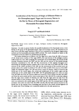 L Ocalization of the Neurons of Origin of Efferent Fibers in The