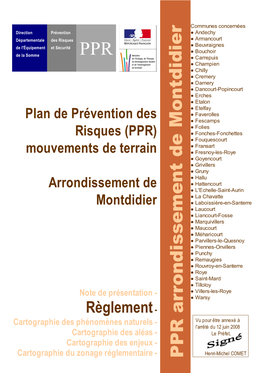 Règlement Du PPR De L'arrondissement De Montdidier