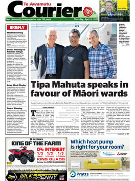 Te Awamutu Courier Thursday, April 8, 2021 ■ LETTERS to the EDITOR
