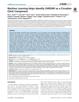 Machine Learning Helps Identify CHRONO As a Circadian Clock Component