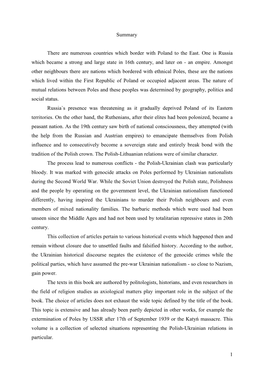 1 Summary There Are Numerous Countries Which Border with Poland to the East. One Is Russia Which Became a Strong and Large State