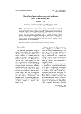 The Effect of a Naturally Fragmented Landscape on the Spider Assemblages