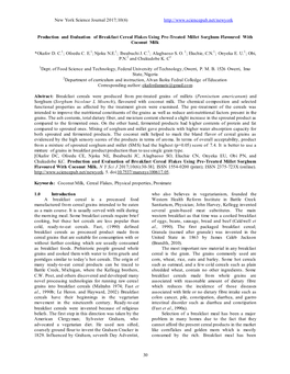 New York Science Journal 2017;10(6) 30 Production and Evaluation of Breakfast Cereal Flake