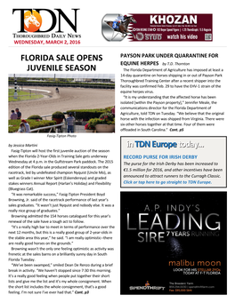 Florida Sale Opens Juvenile Season Cont